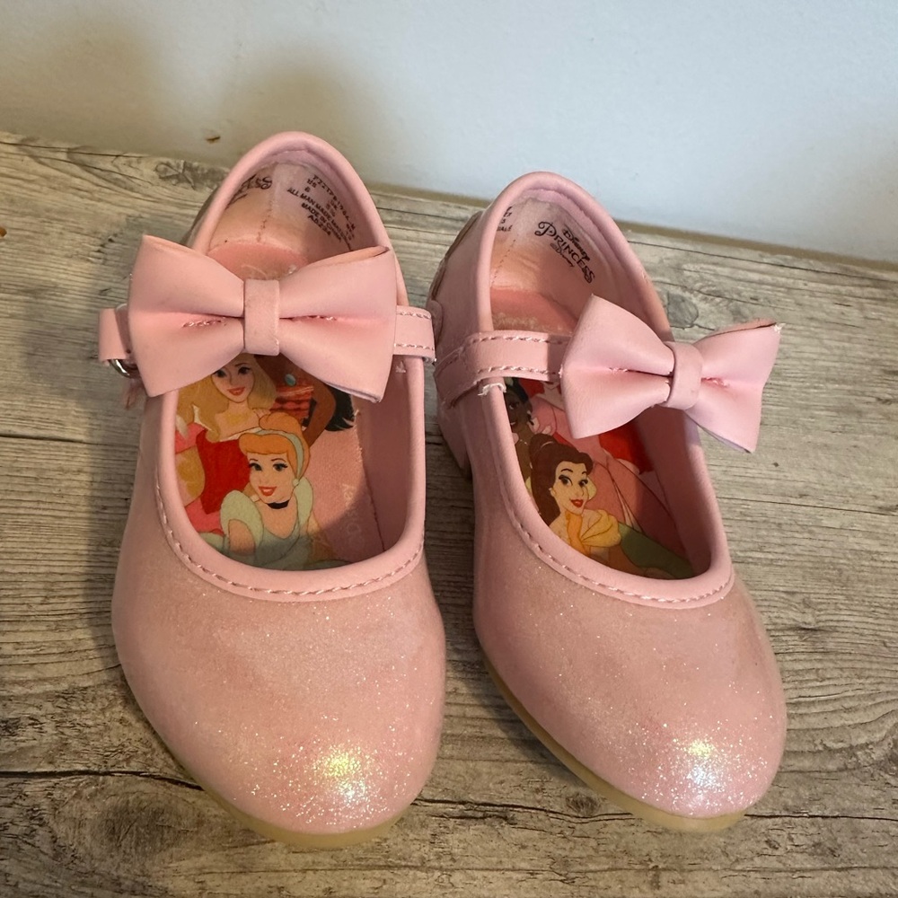 Disney Pink Glitter Bow Mary Jane Girls Dress Shoes
